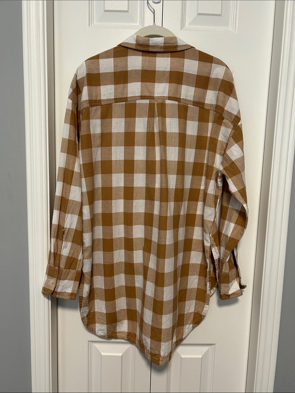Anthropologie Maeve Bennet Button Down Oversized Buffalo Check Shirt - Picture 5 of 12